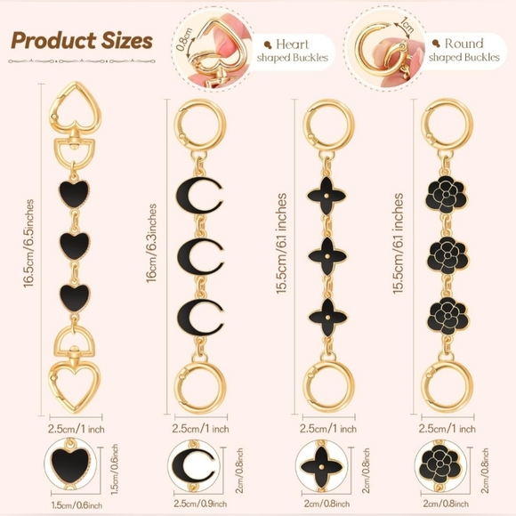 4 Piece Purse Chain Extender with Gold And Black Accents. New In Box - Picture 2 of 8